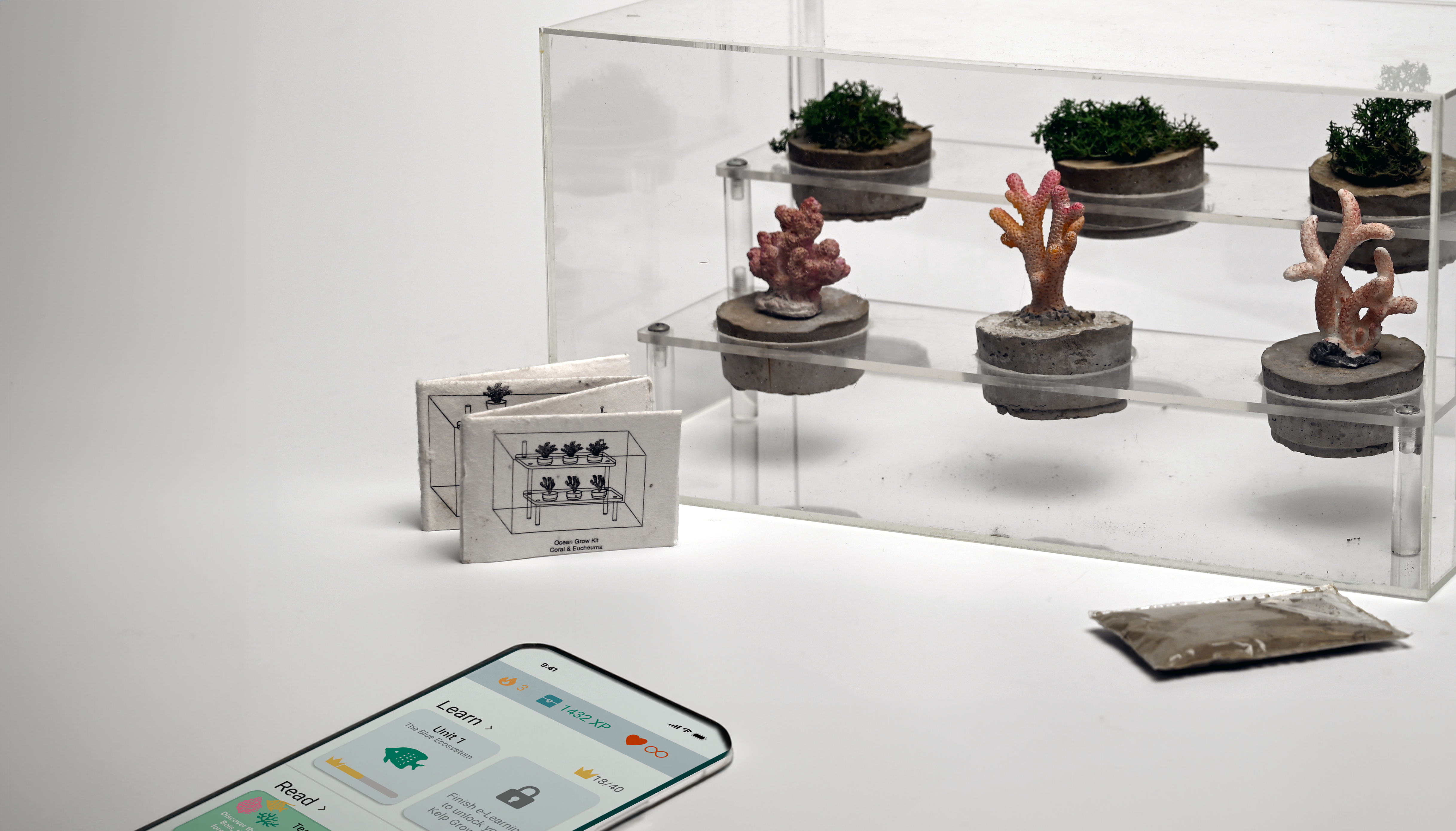 literaSEA packaging, growth kit booklet and app detail